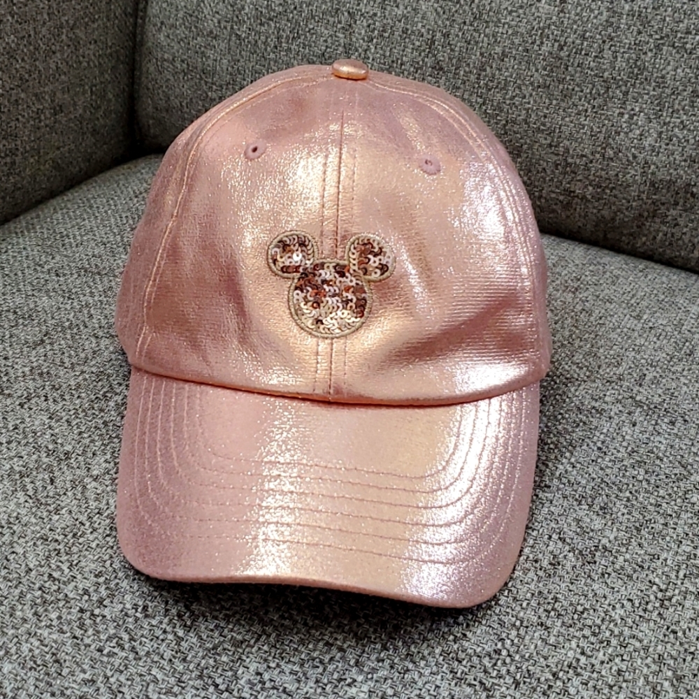 Disney Parks Rose Gold Sequin Mickey Cap Adult CLEAN! ✨️